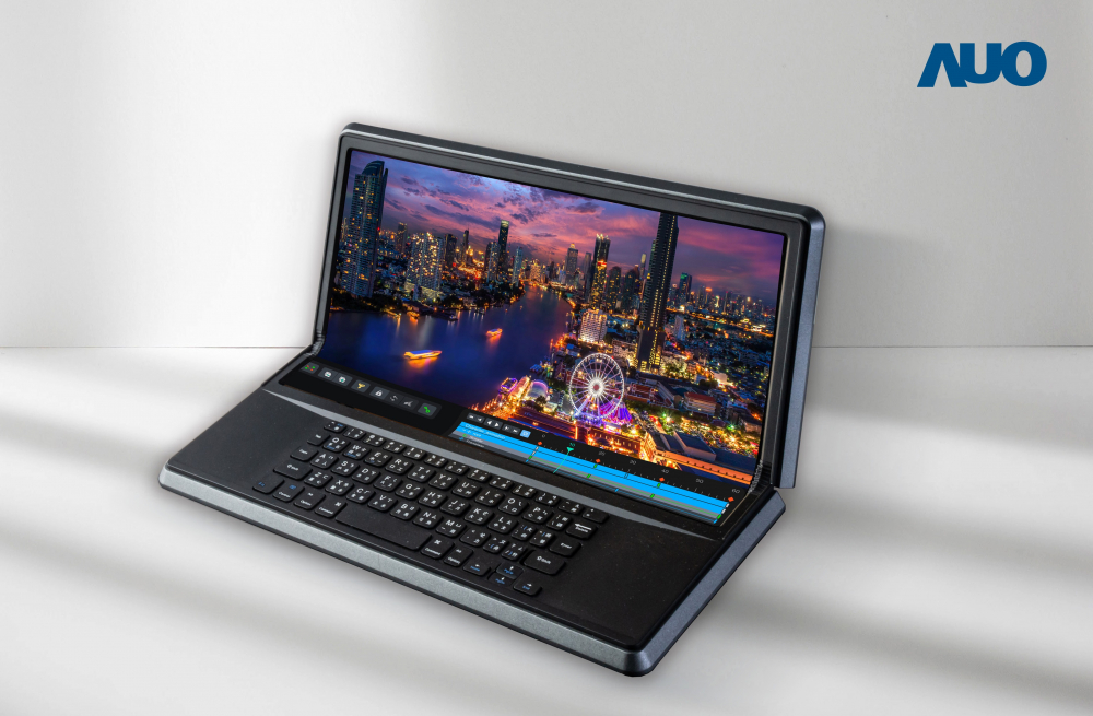 bb贝博Ballbet14.6吋Micro LED折迭显示屏幕，搭配半径4mm的弯折绞炼，以及高画素、高亮度、高对比度的显示技术特点，即便在大视角下仍保有绝佳色相与亮度