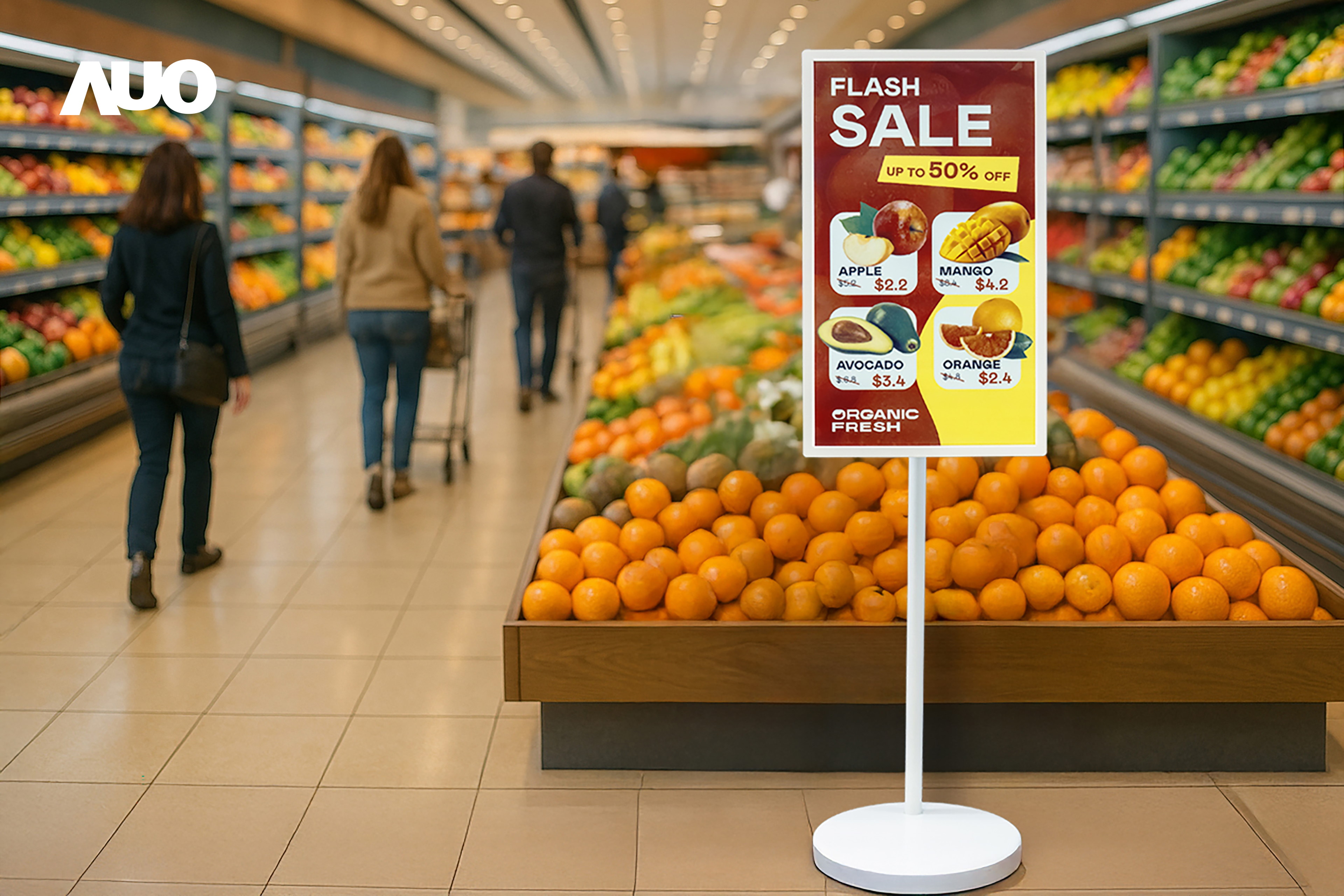 達擎首亮相低功耗、全彩的「aecoPost電子紙解決方案」，僅在更新畫面時需要微量的電力驅動，無需佈建電線的便捷設計，使其可靈活應用、隨意置放，並可透過雲端或行動裝置app，輕鬆管理及排程廣告內容，晉升店頭行銷利器。